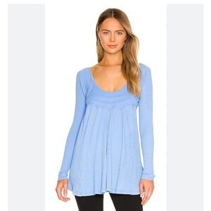 Free PEOPLE ITS ALWAYS YOU WOMENS TOP CORNFLOWER BLUE‎ NEW WITH TAG SIZE XS